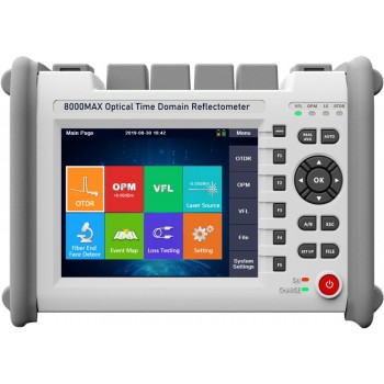 8000MAX OTDR 850/1300/1310/1490/1550/1625nm Optional Wavelength Fiber Optic OTDR Reflectometer FTTH With VFL OPM OLS Event Map