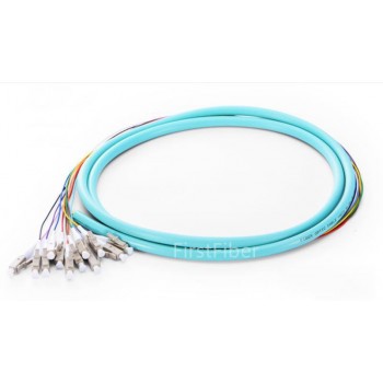 12 Fibers Pigtail LC OM3 50/125 Multimode OM3 Bunch 12 core Fiber Optic Pigtail - 0.9mm Sub Cables