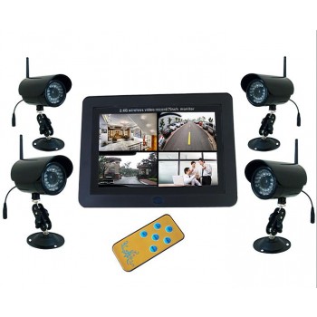 7" LCD Wireless Digital DVR Kit 4pc IR Video Outdoor Waterproof Camera +1pc DVR Receiver SD Card for Home Security