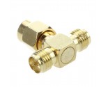 RP SMA Male to Two RP SMA Female Triple T RF Adapter Connector 3 way Splitter